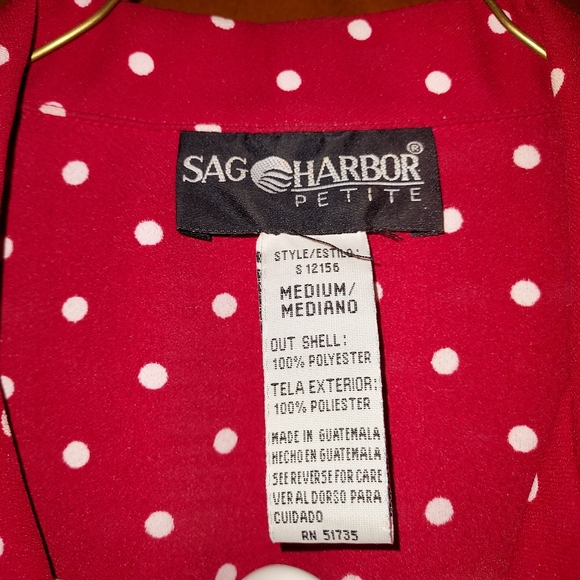 SAG HARBOR PETITE Vintage Red & White Polka Dots 2 pc Outfit Size M - Picture 3 of 3
